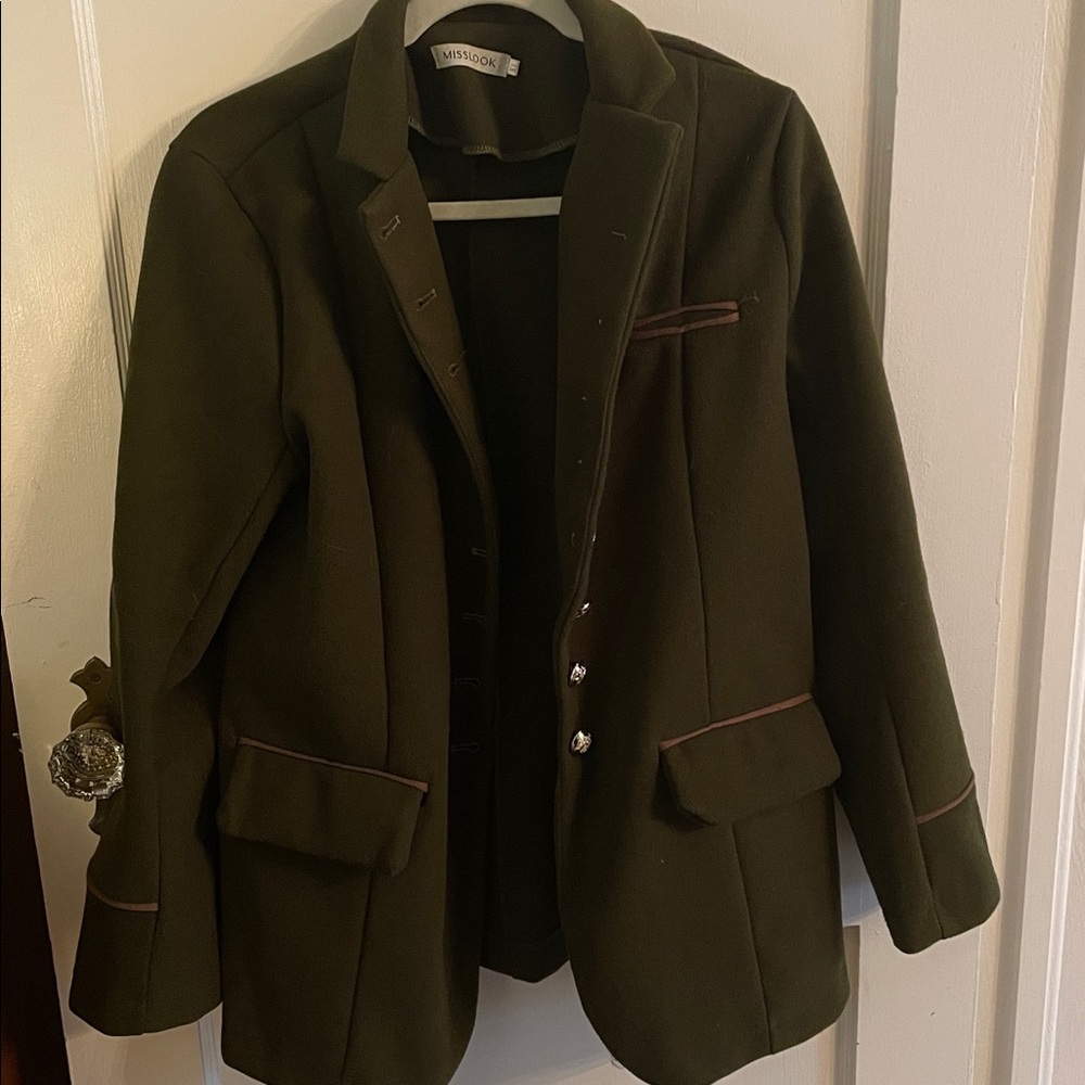 Olive Green Blazer with Button Details